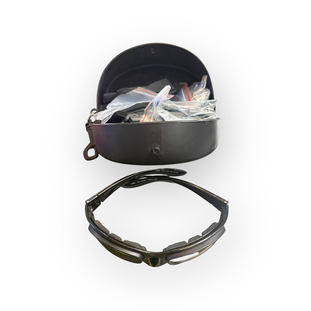 Wiley X Z87-2 Safety Glasses Wrap-around Smoke Lenses Goggles with Case & Straps